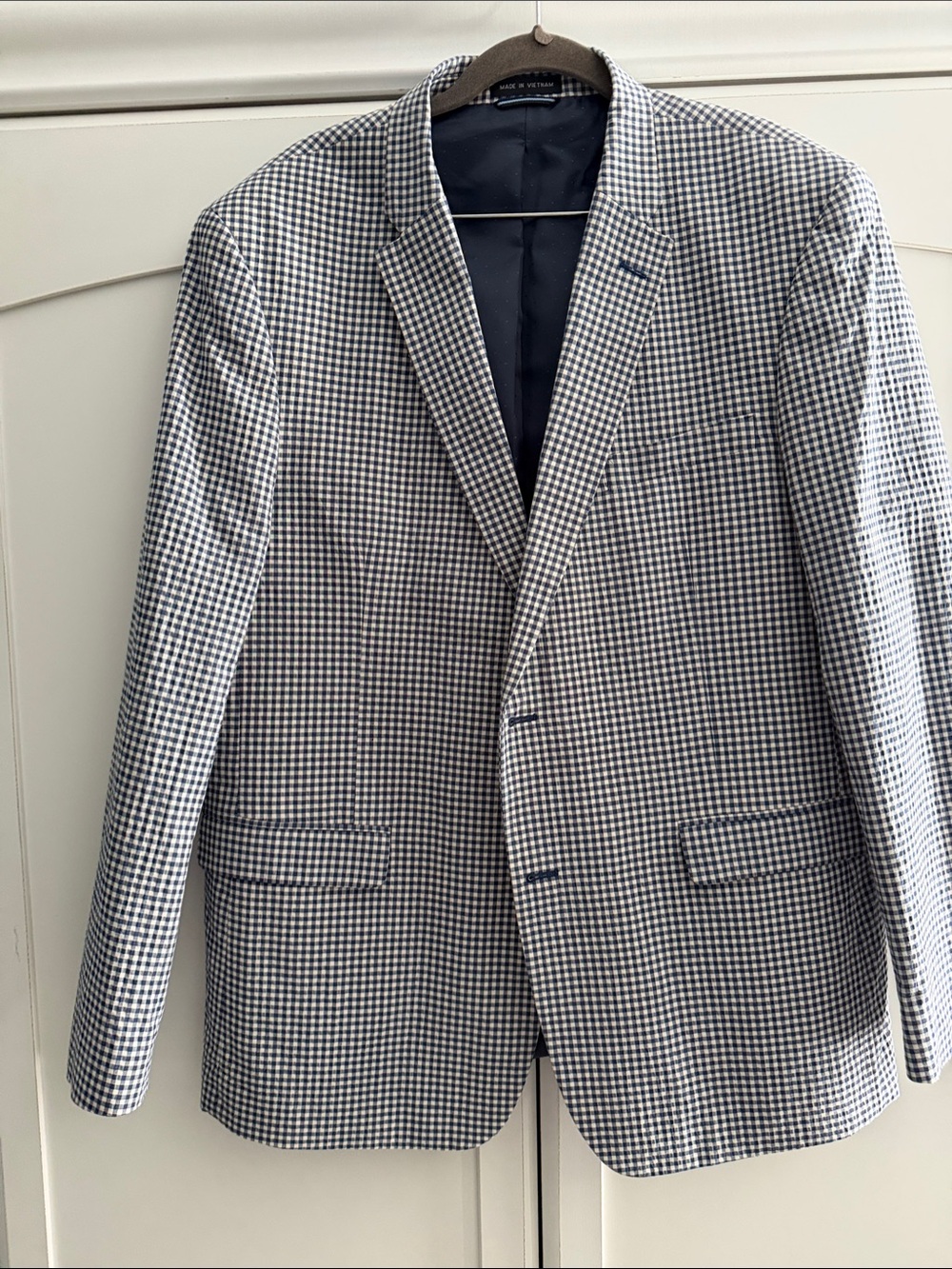 Tommy Hilfiger Blue & White Mini Houndstooth Sport Coat Blazer